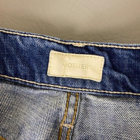 MOTHER The Nomad Crop Fray Jeans Size 28‎ Blue Flare Twice As Nice Distressed - Picture 3 of 15
